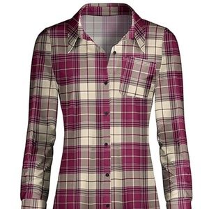 Plaid button tunic